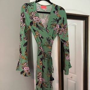 Maaji Green long sleeve Wrap dress
